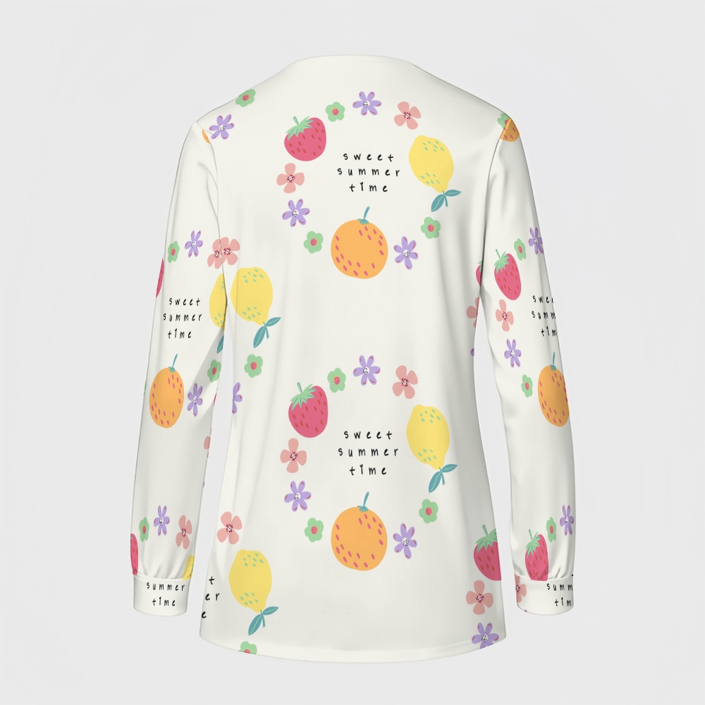 Women's Cartoon Series Printed  Long Sleeve Jacket with Buttons SK10142