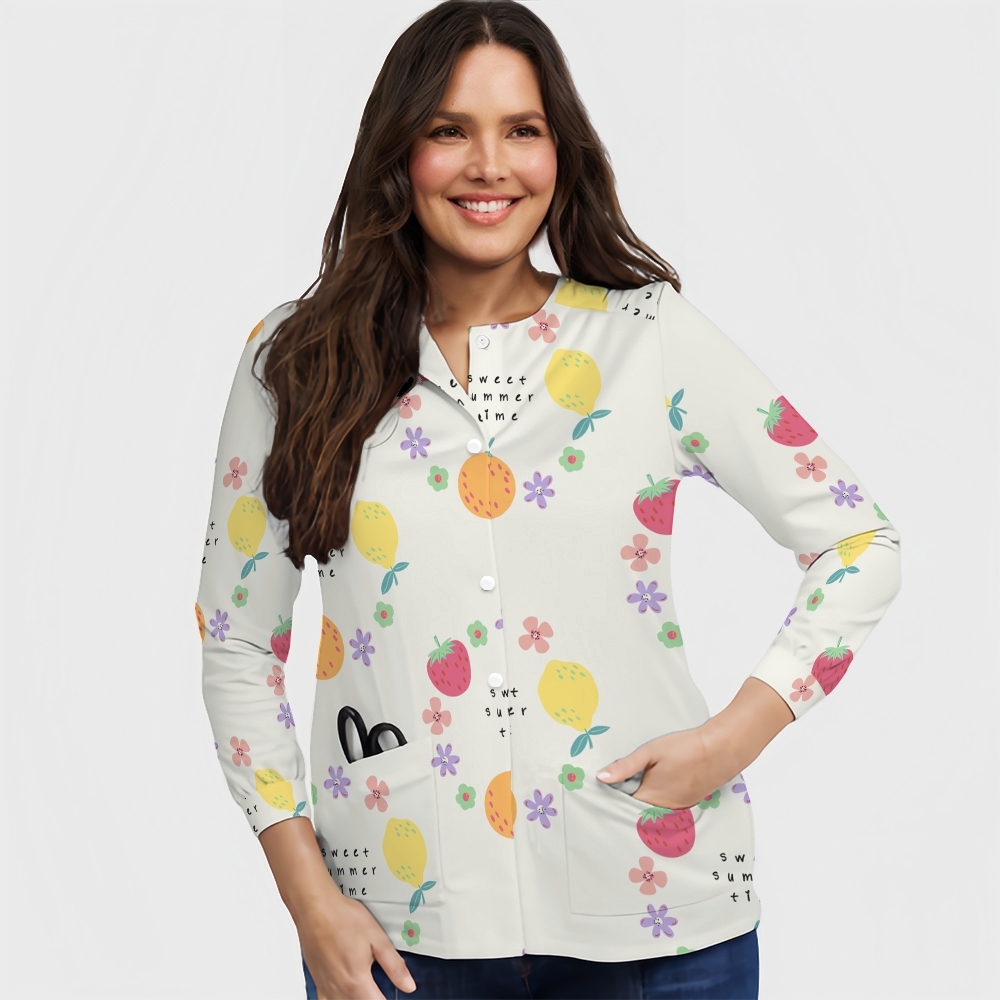 Women's Cartoon Series Printed Long Sleeve Jacket with Buttons SK10142
