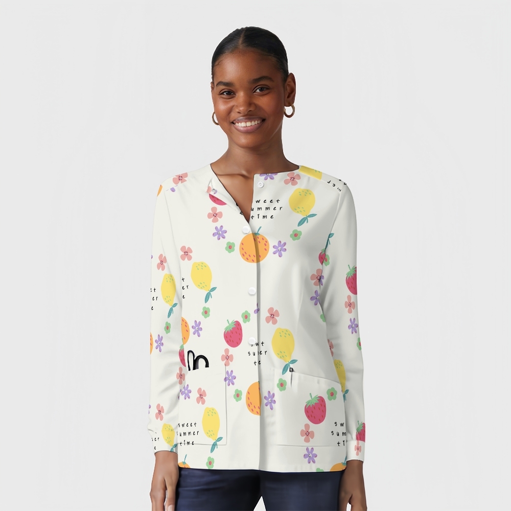 Women's Cartoon Series Printed  Long Sleeve Jacket with Buttons SK10142
