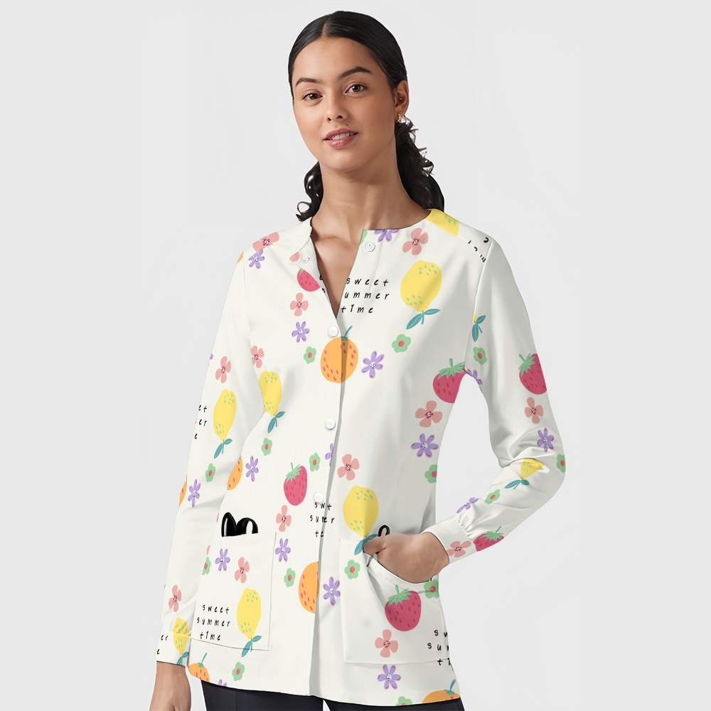 Women's Cartoon Series Printed  Long Sleeve Jacket with Buttons SK10142