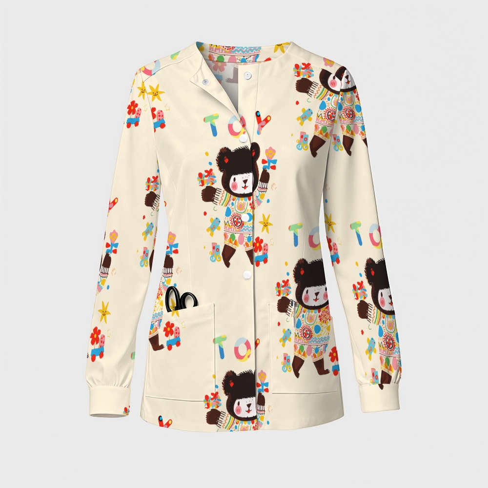 Women's Cartoon Series Printed  Long Sleeve Jacket with Buttons SK10141