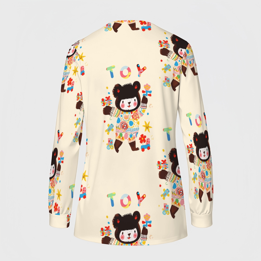 Women's Cartoon Series Printed  Long Sleeve Jacket with Buttons SK10141