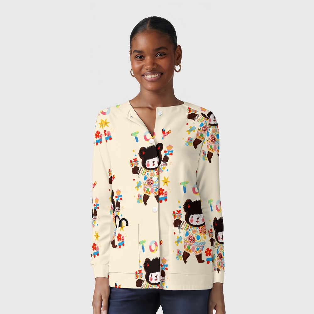Women's Cartoon Series Printed  Long Sleeve Jacket with Buttons SK10141