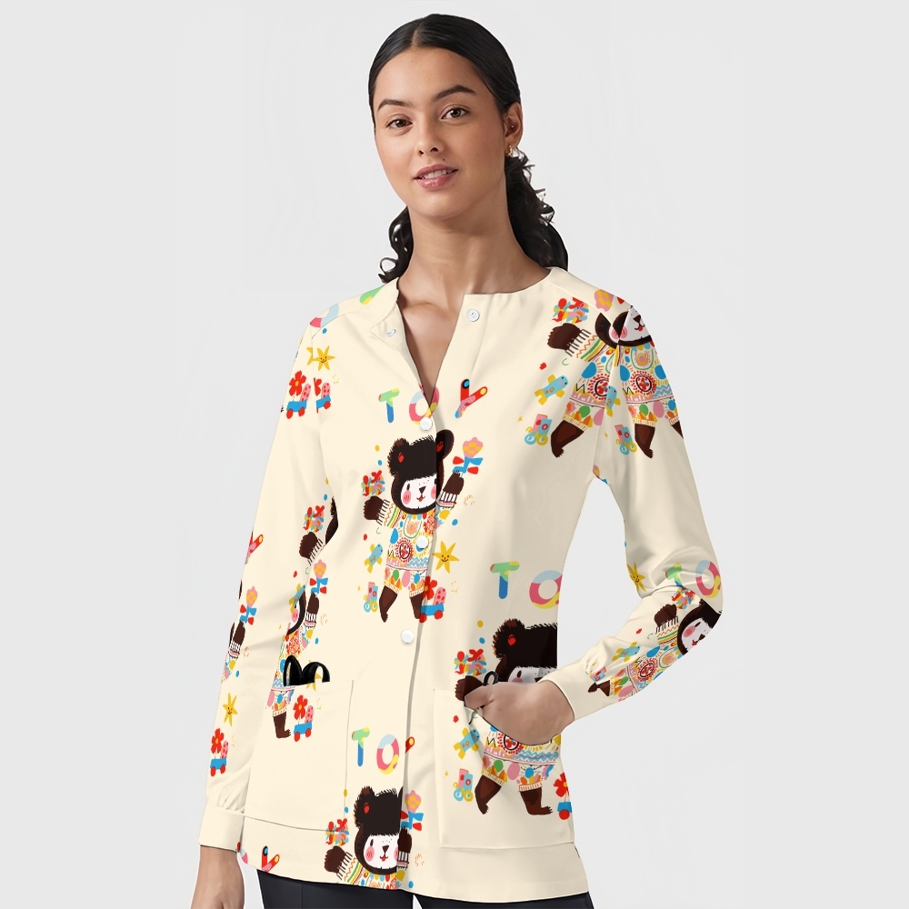 Women's Cartoon Series Printed  Long Sleeve Jacket with Buttons SK10141