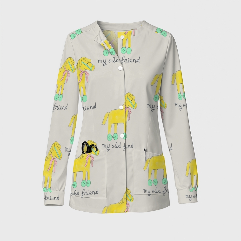 Women's Cartoon Series Printed  Long Sleeve Jacket with Buttons SK10149