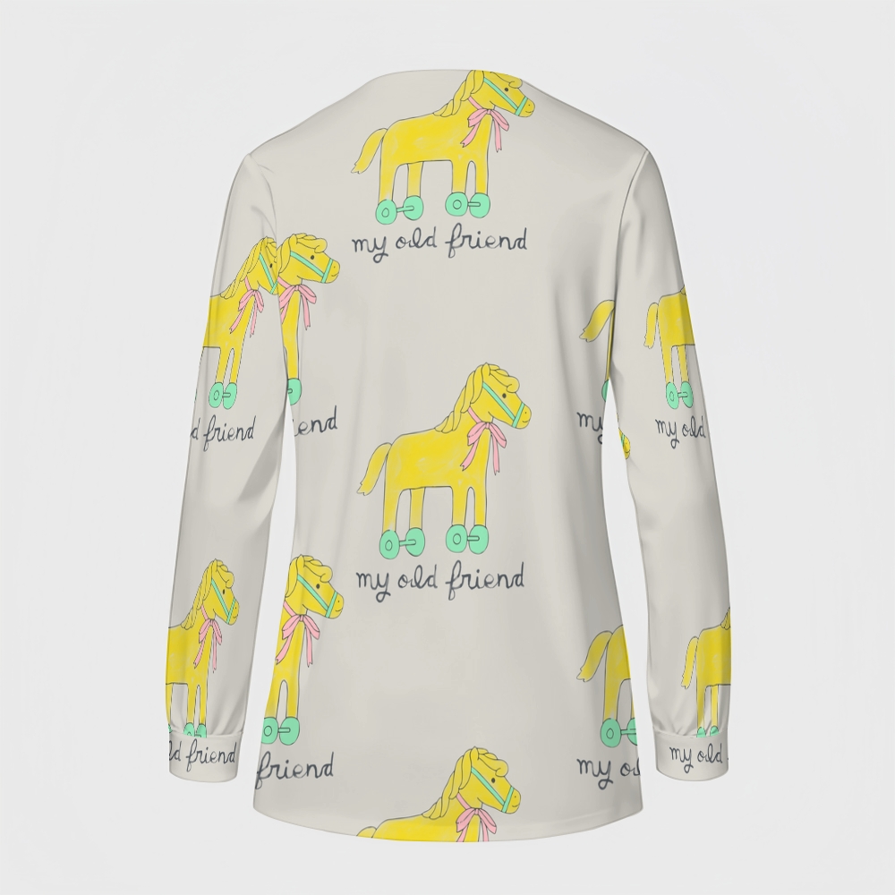 Women's Cartoon Series Printed  Long Sleeve Jacket with Buttons SK10149