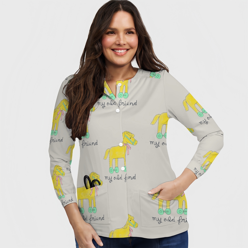 Women's Cartoon Series Printed  Long Sleeve Jacket with Buttons SK10149