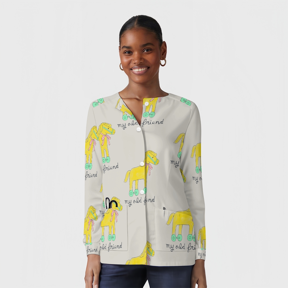 Women's Cartoon Series Printed Long Sleeve Jacket with Buttons SK10149