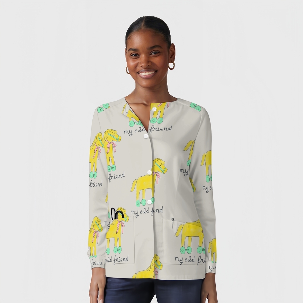 Women's Cartoon Series Printed Long Sleeve Jacket with Buttons SK10149