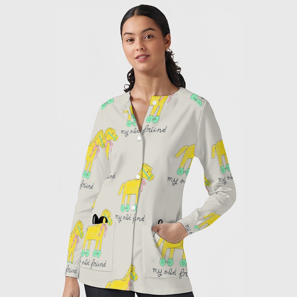 Women's Cartoon Series Printed  Long Sleeve Jacket with Buttons SK10149