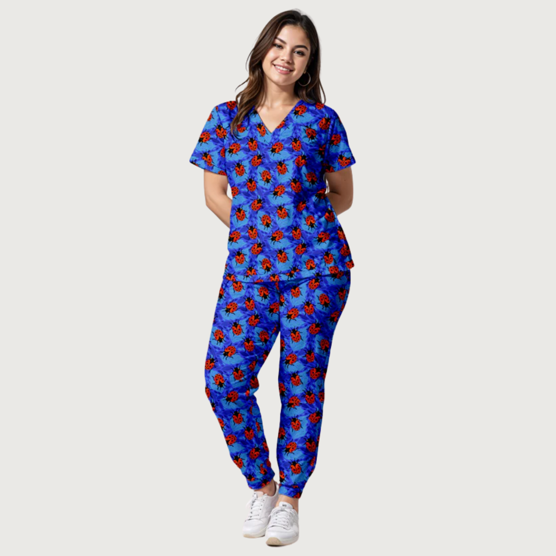 Women's Garden Party V-neck Scrub Set SA11