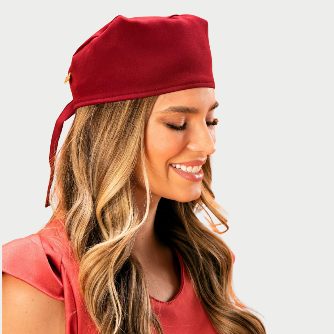 Burgundy Printed Surgical Caps