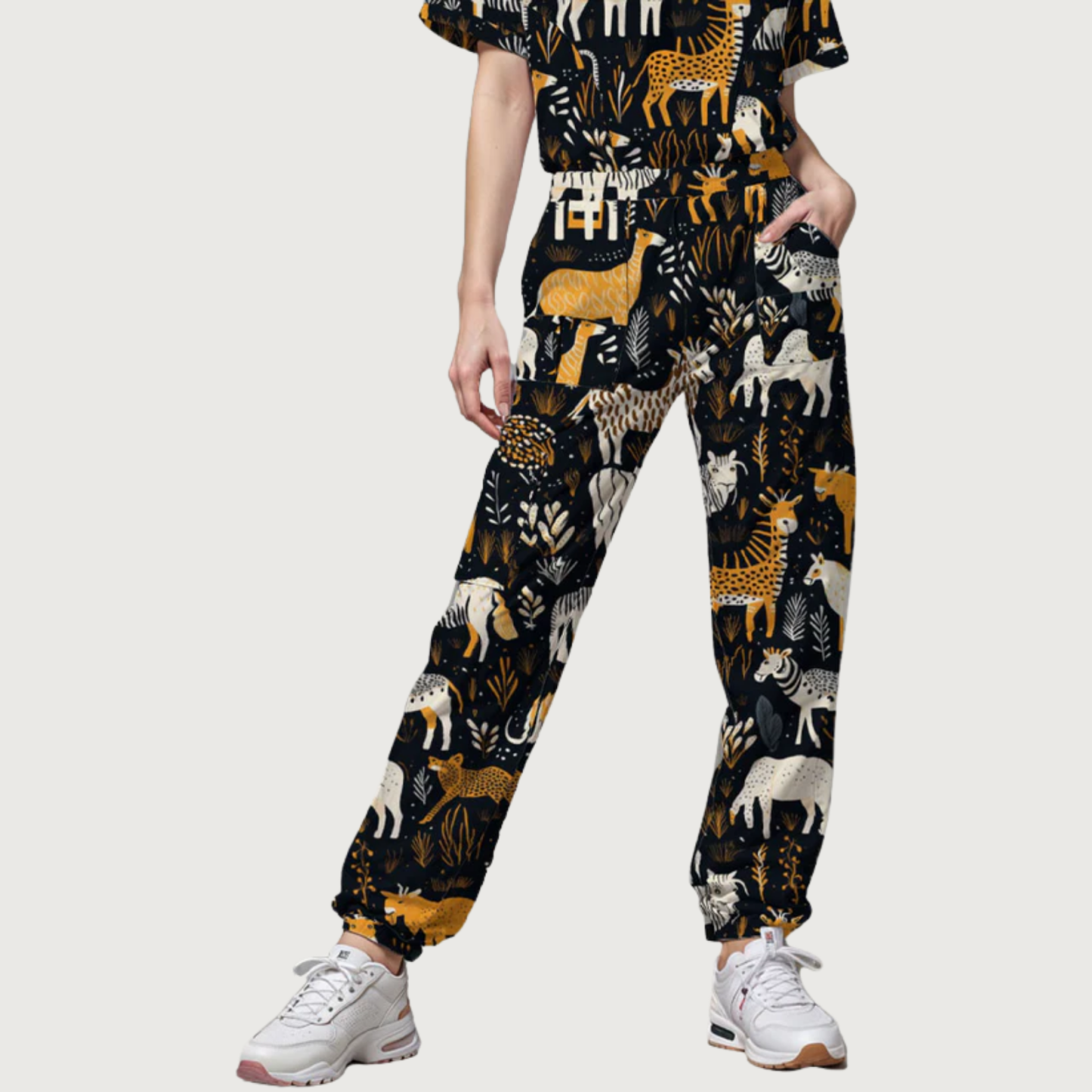 Women's Night at the Savanna V-neck Scrub Set SA9