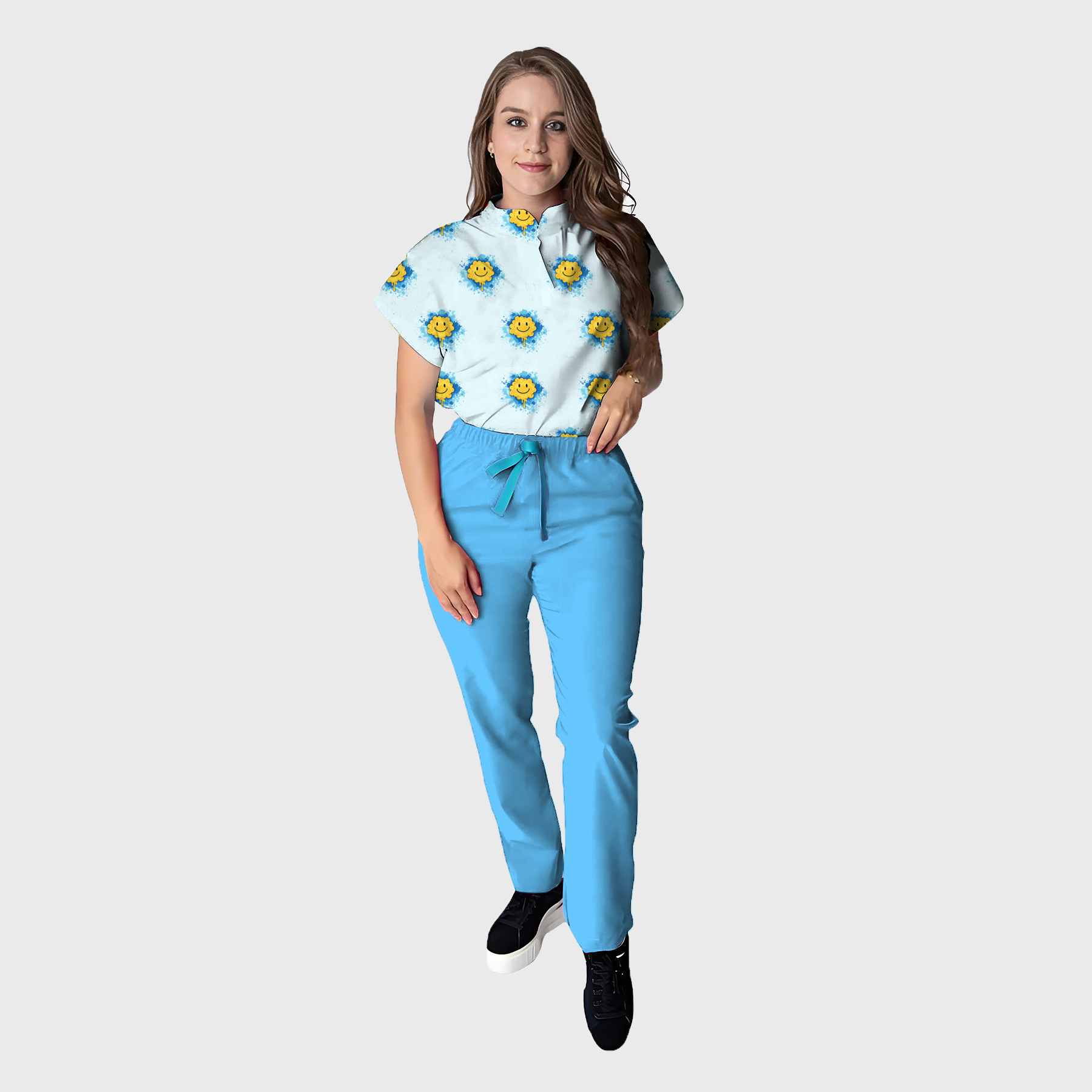 Women's Floral Printed Scrub Set CPJO2