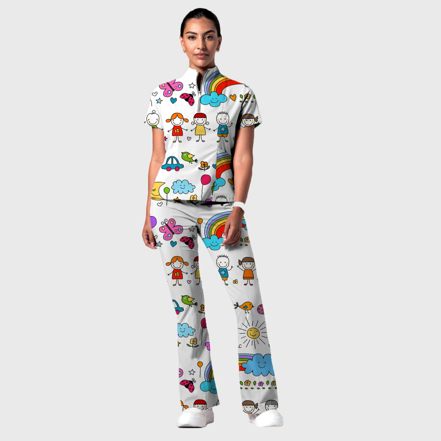 Women's School Classroom Printed Scrub Set SP28