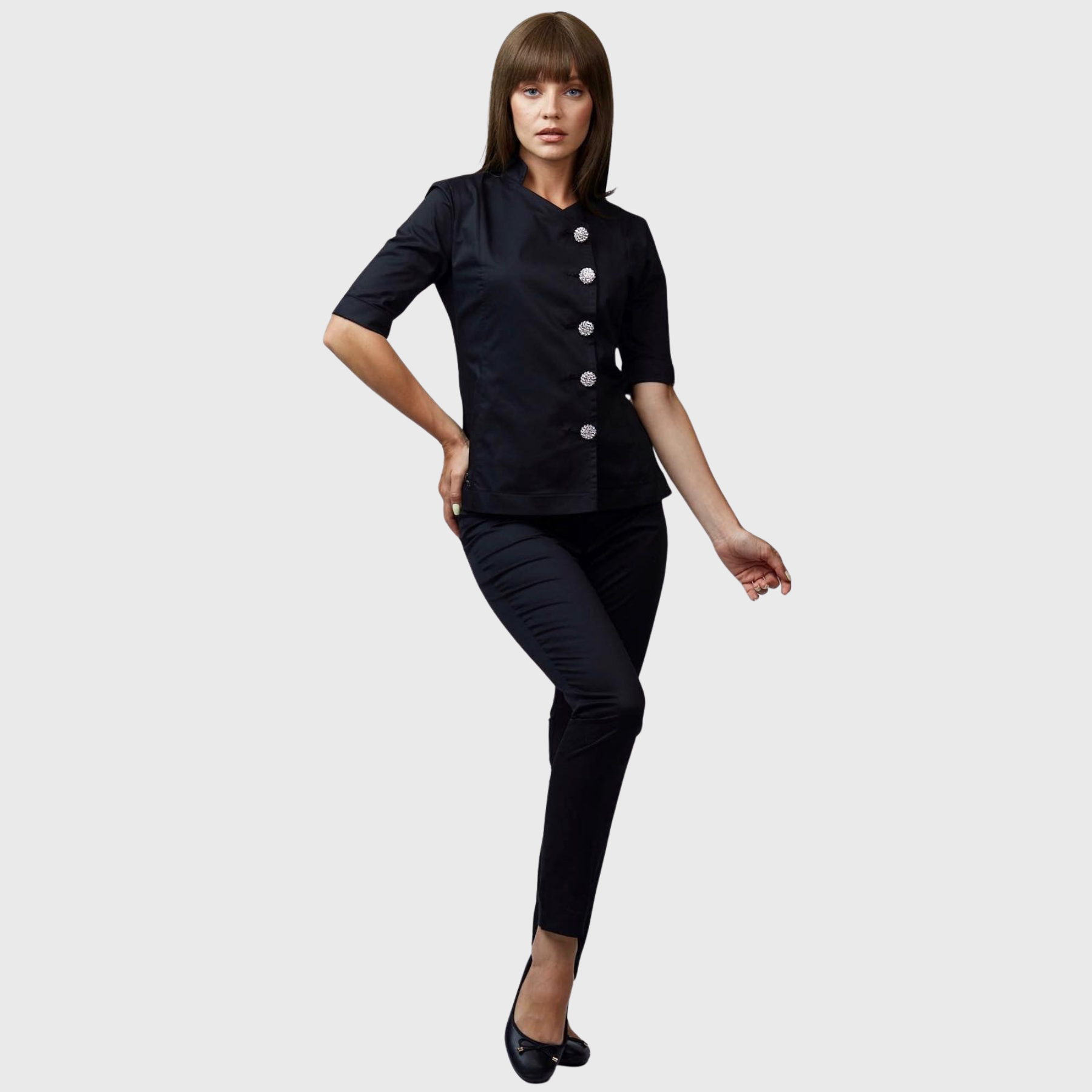 Women's Beauty Slim Crossover Collar Scrub Top