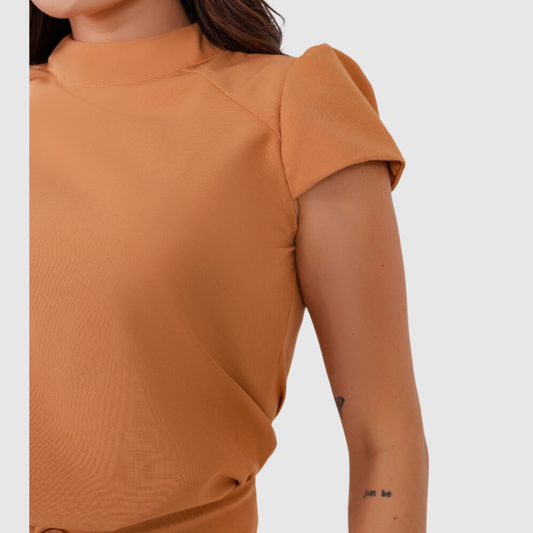 Women's High Collar Cup Sleeves Scrub Top™