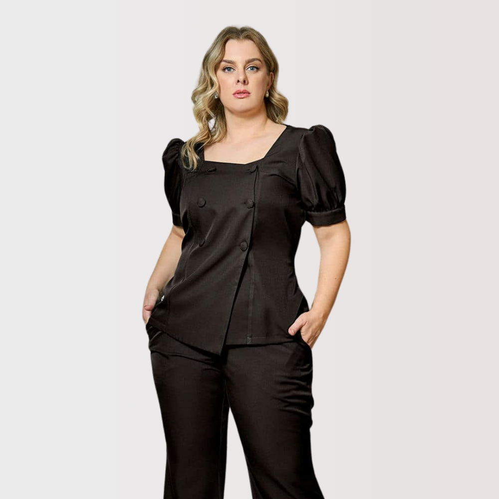 Women's Modern Design Puffed Sleeves Scrub Top™