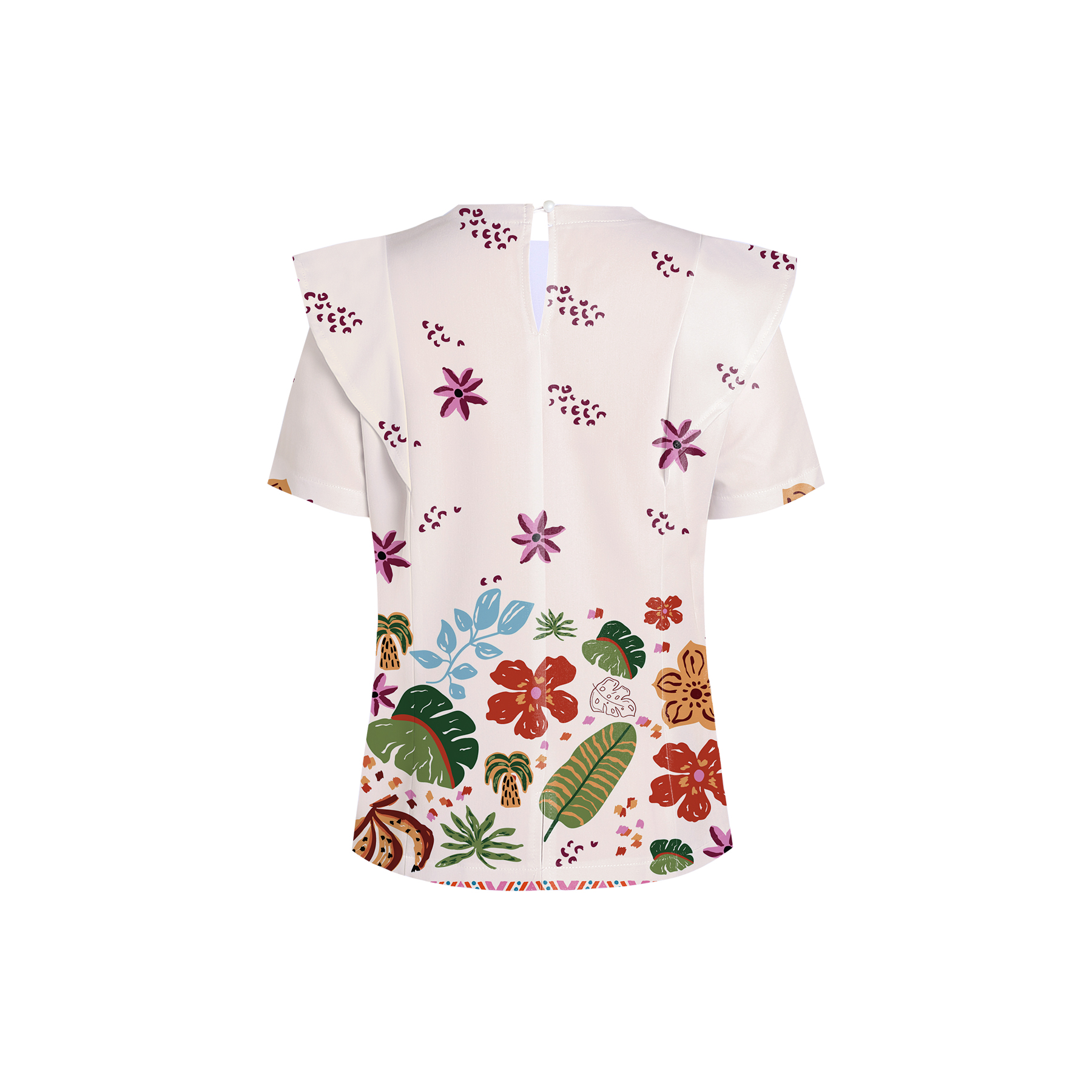 Women's Crew  Flowers Print Scrub Top