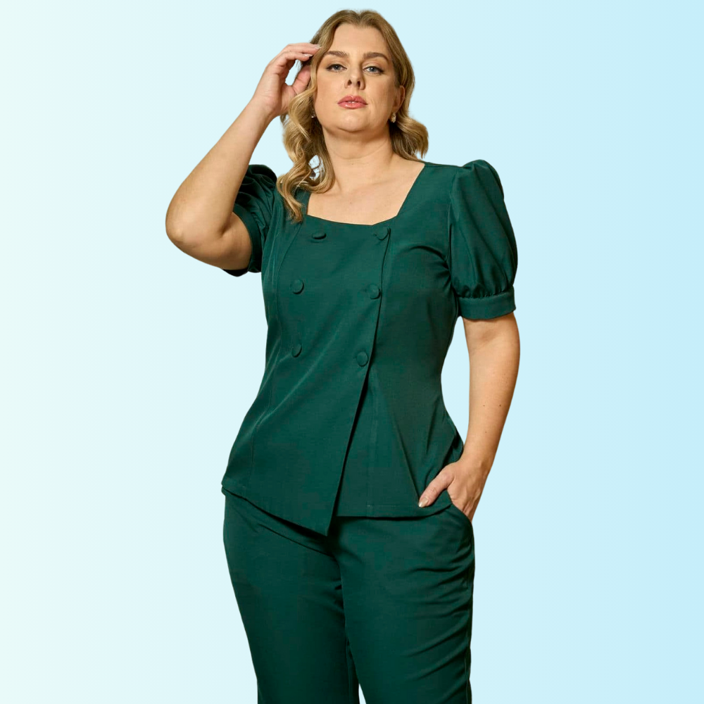 Women's Modern Design Puffed Sleeves Scrub Top™