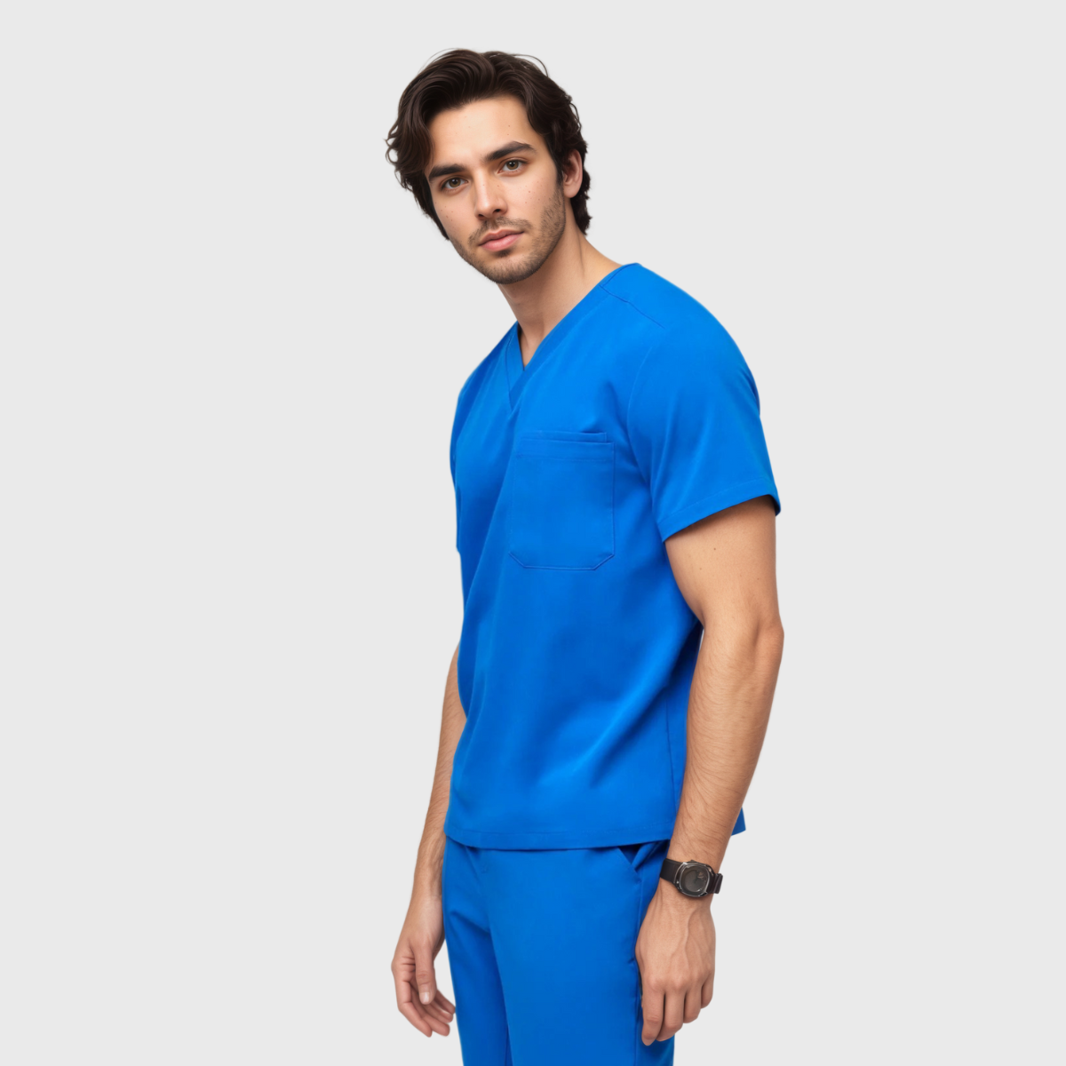 Men's Modern V-neck Three-Pocket Scrub Top