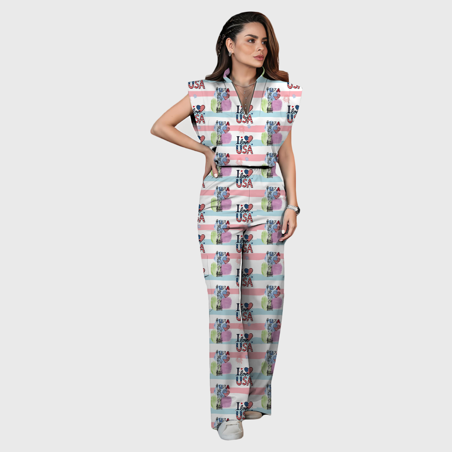 Women's Independence Day Graphics Scrub Set ST6245
