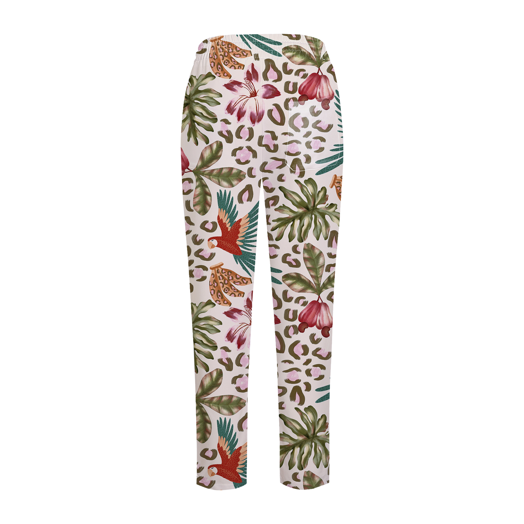 Women's Straight Leg Tropical Jungle Printed Scrub Pants