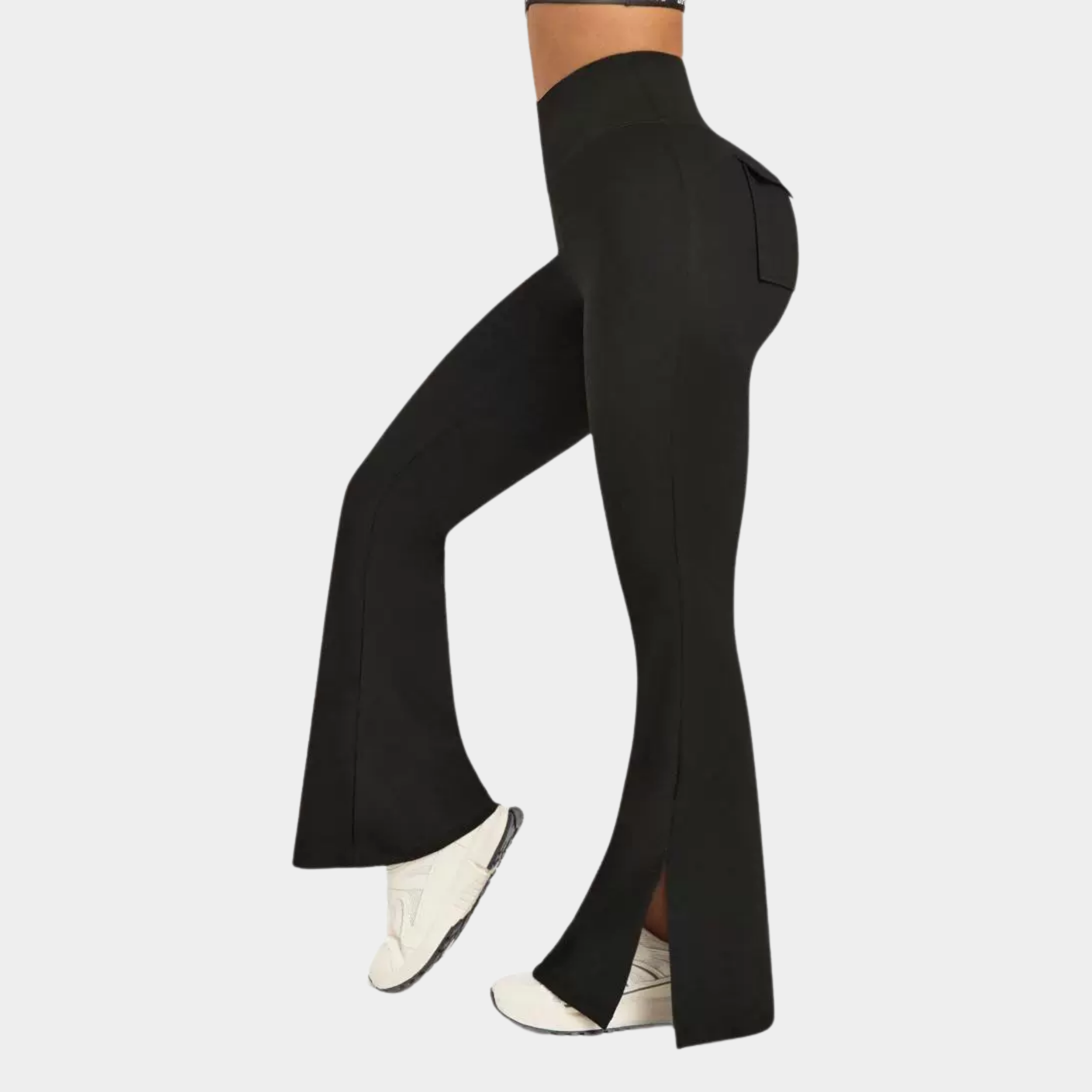 High Waisted Slit Flare Yoga Pants