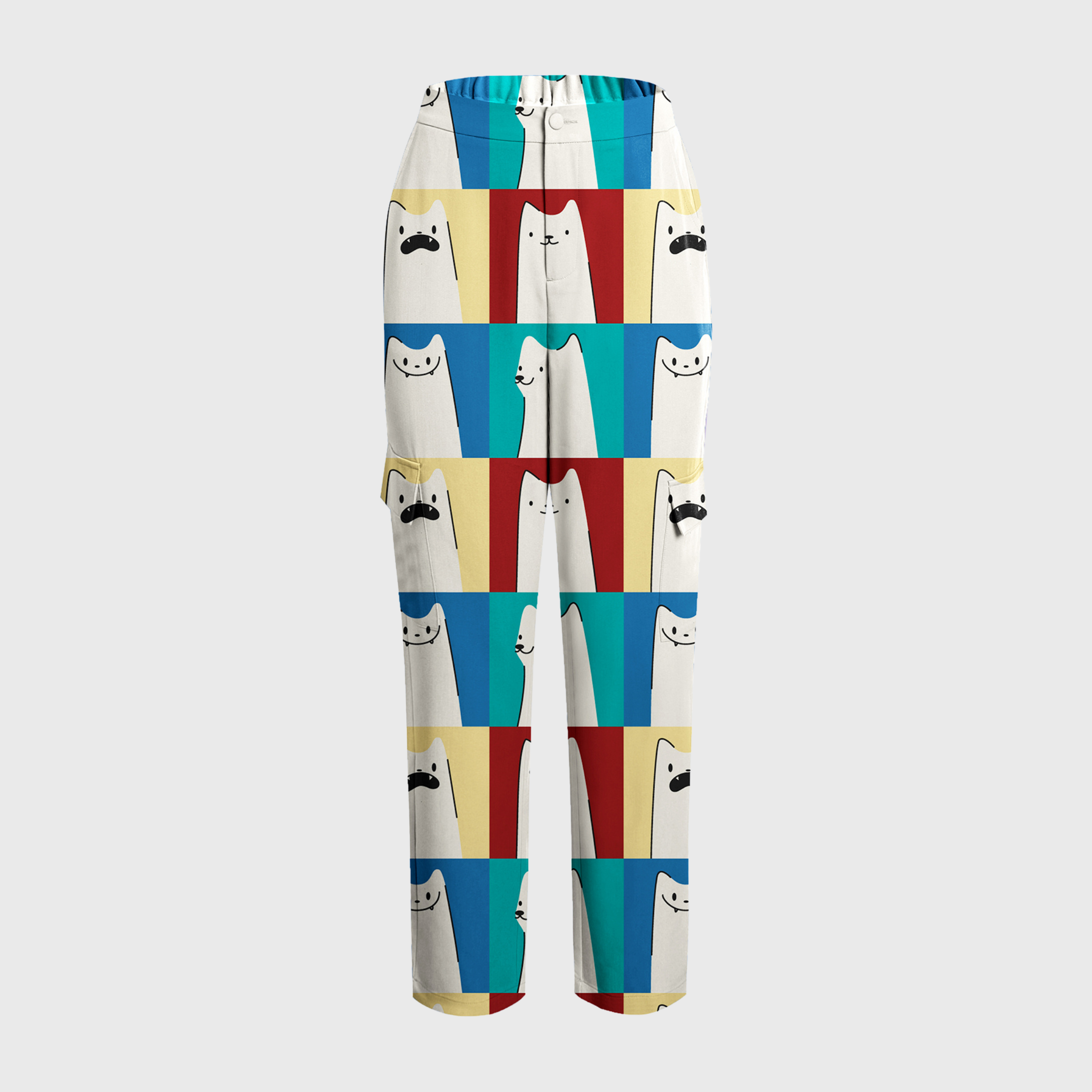 Women's Cute Animal Collection Printed Six-Pocket Scrub Pants