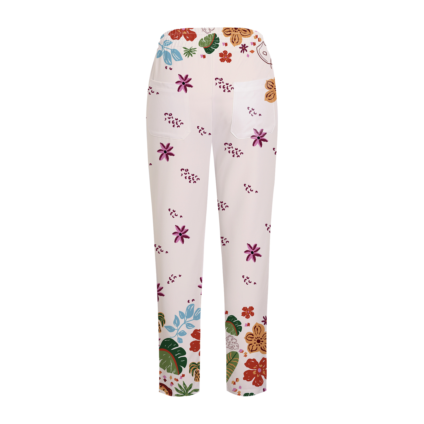 Women's Straight Leg Floral Printed Scrub Pants