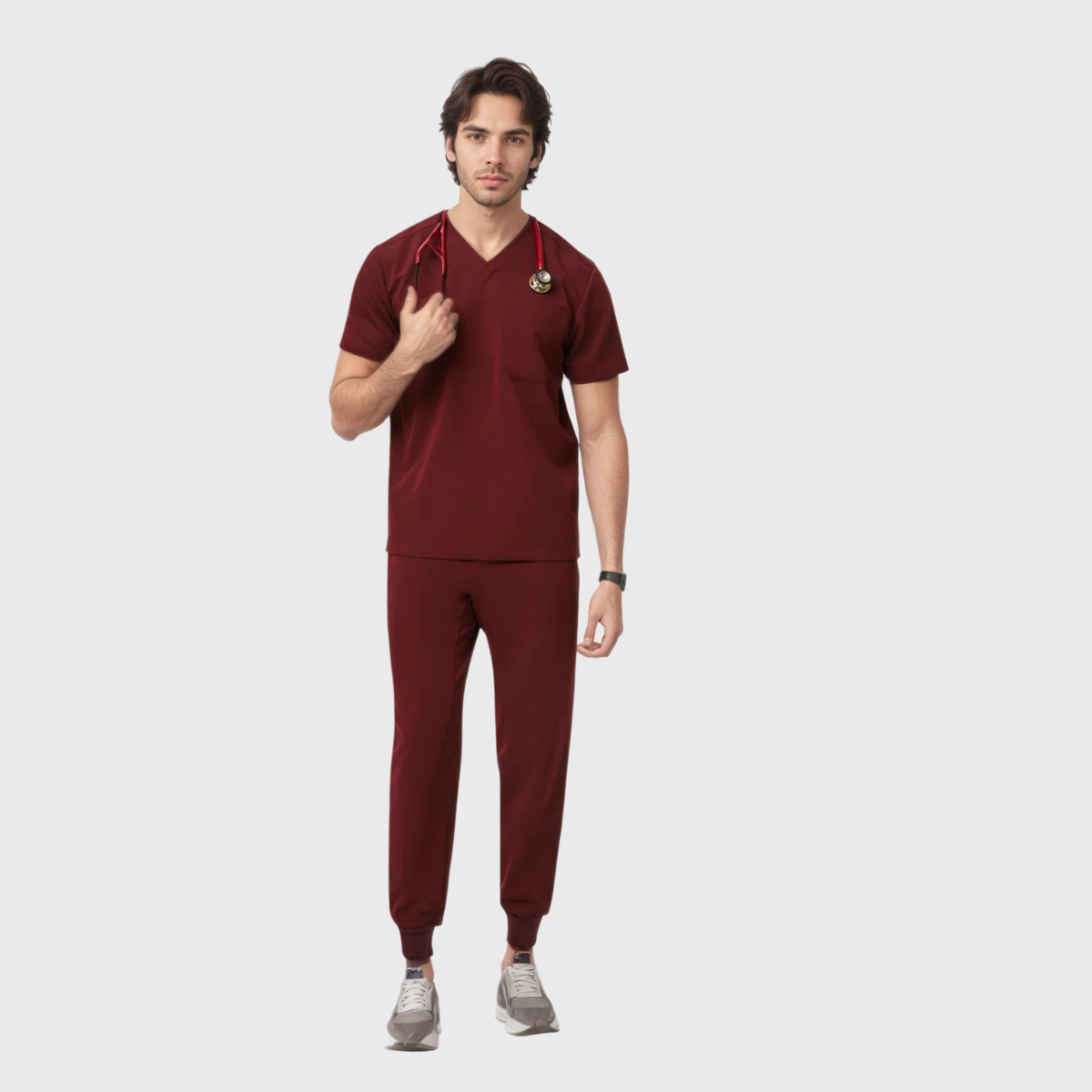 Men's Modern V-neck Three-Pocket Scrub Top