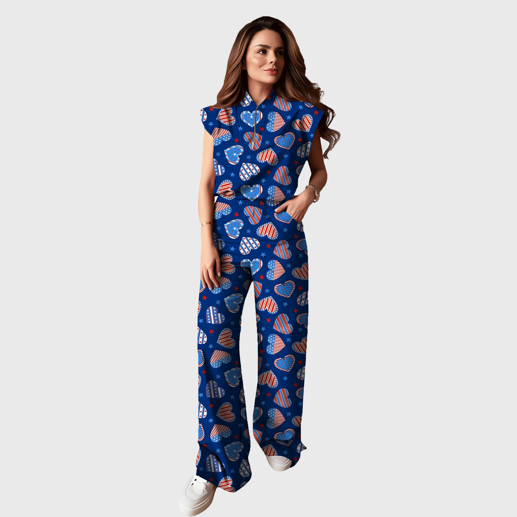 Women's Independence Day Graphics Scrub Set ST6244