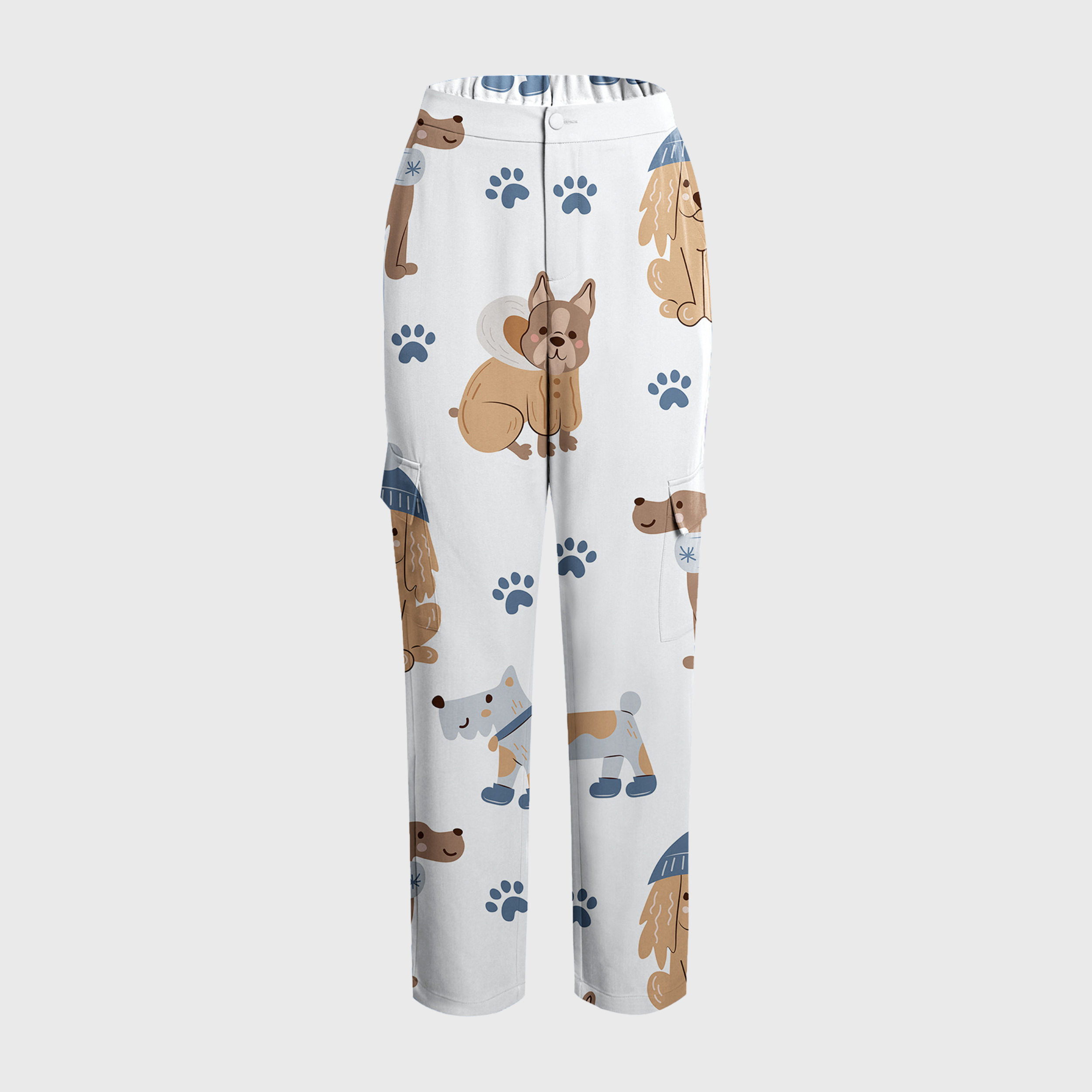 Women's Cute Animal Collection Printed Six-Pocket Scrub Pants