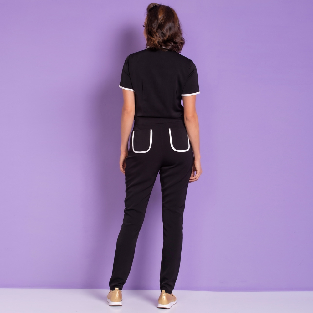 Women's Slim Fit Scrub Top with Pearl Button