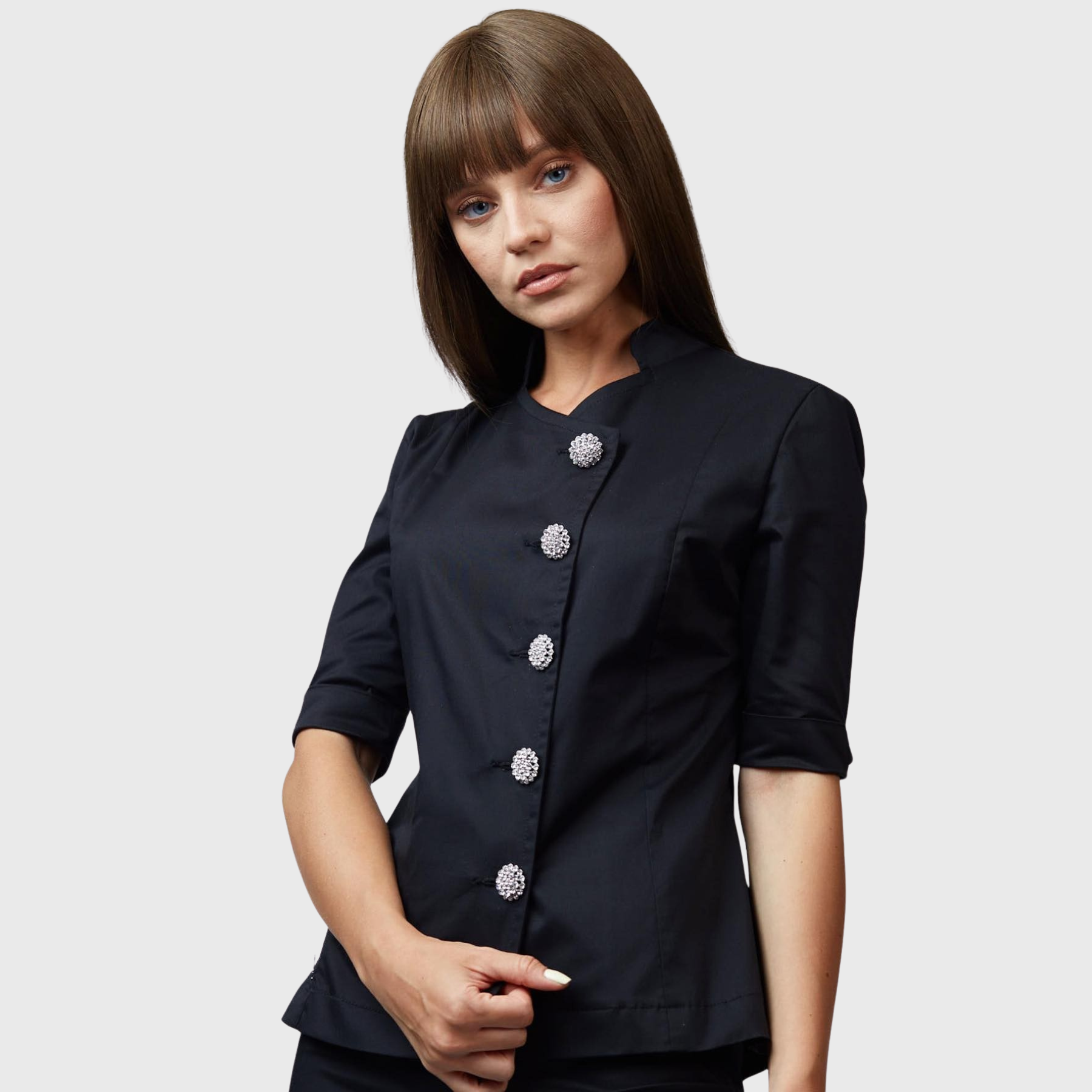 Women's Beauty Slim Crossover Collar Scrub Top