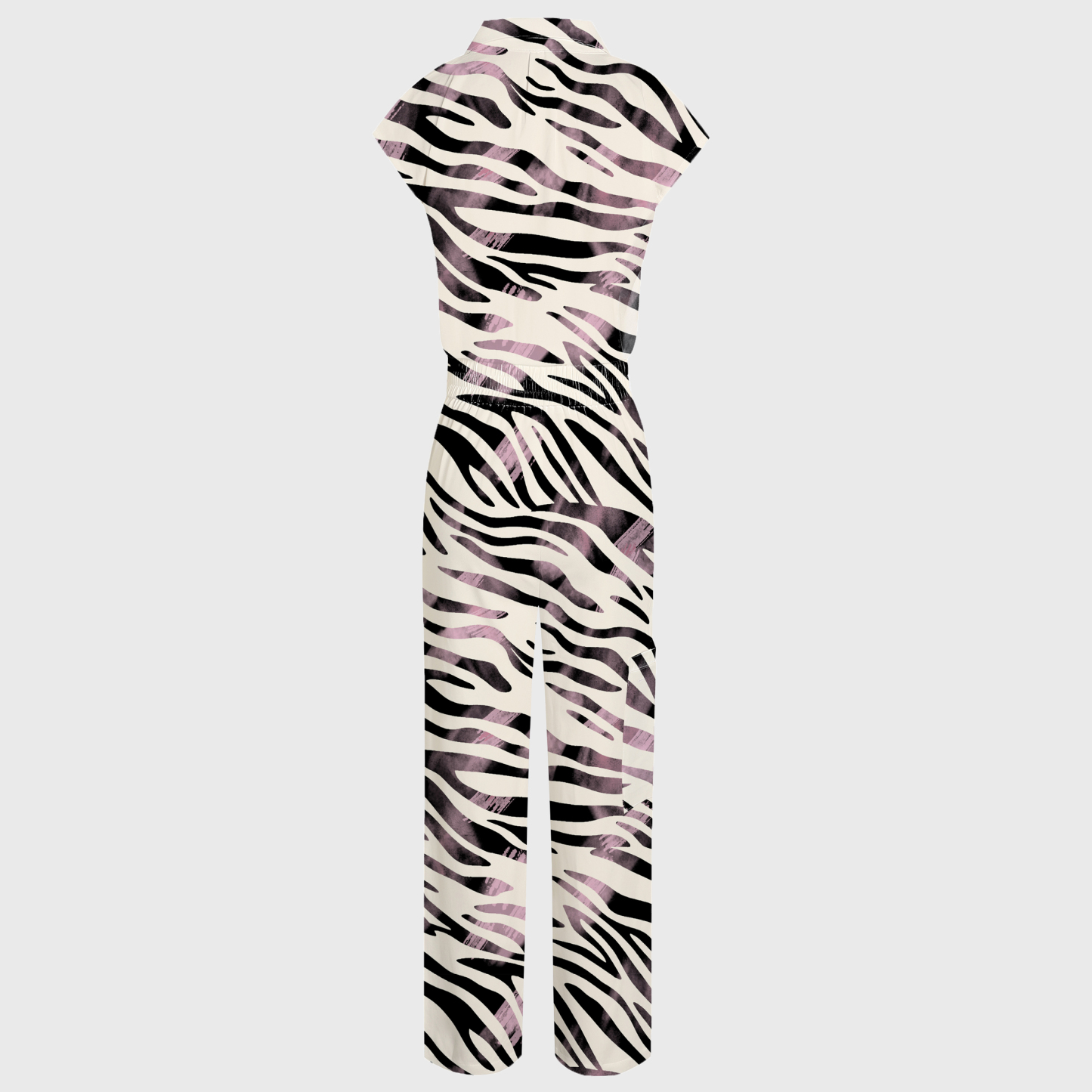 Women's Wide Leg Zebra Print Scrub Jumpsuit