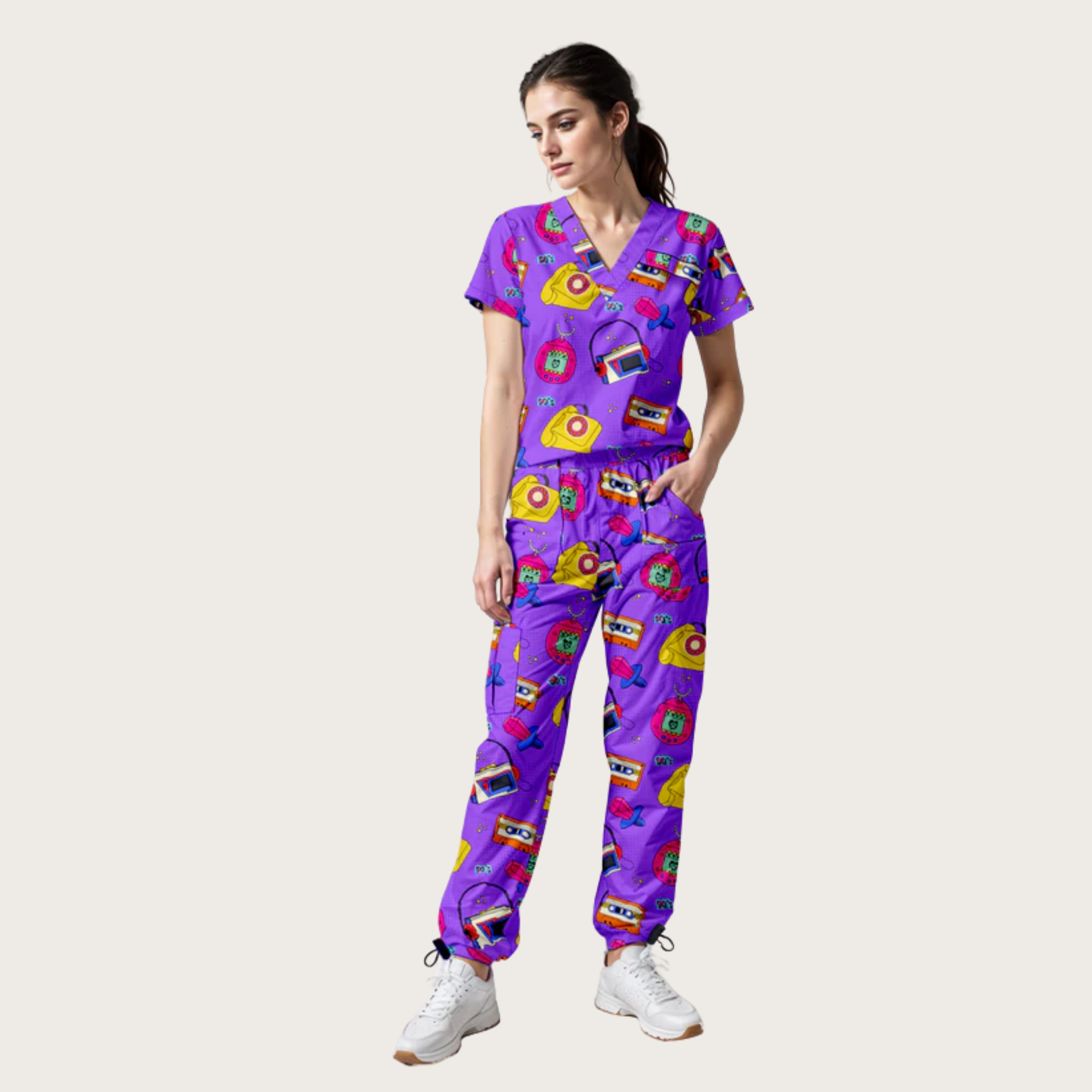 Women's Back to the 90's V-neck Scrub Set SA7