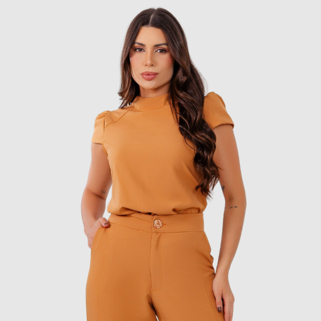 Women's High Collar Cup Sleeves Scrub Top™