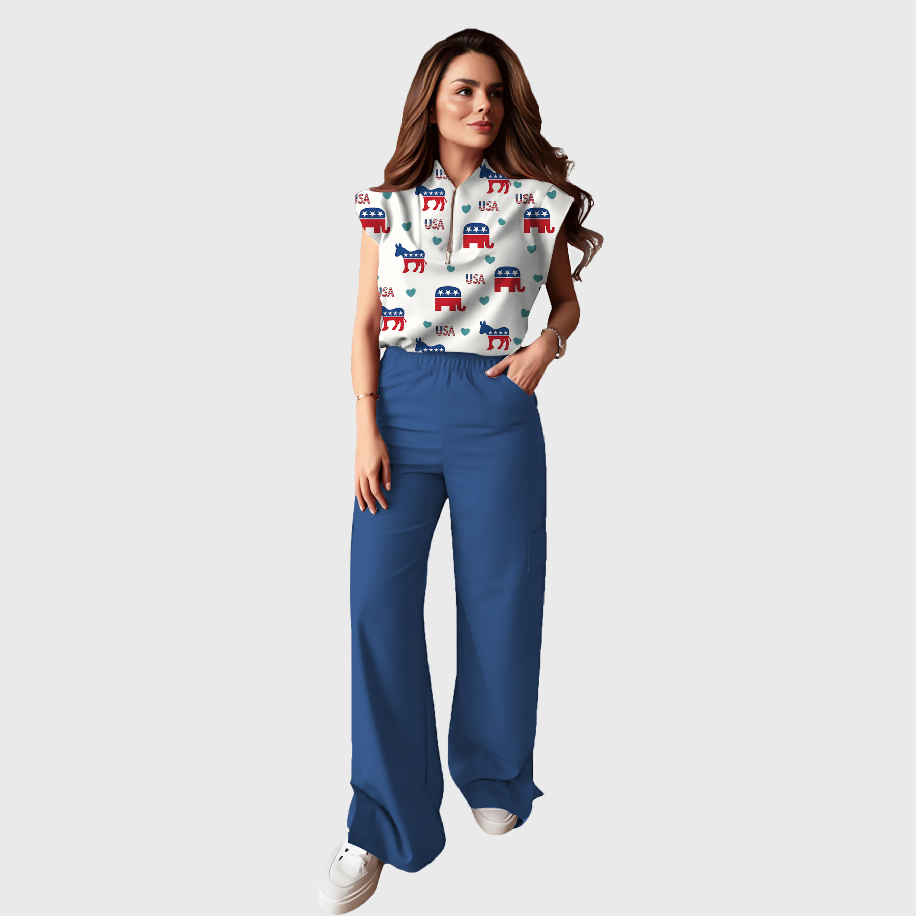 Women's Independence Day Graphics Scrub Set ST6242