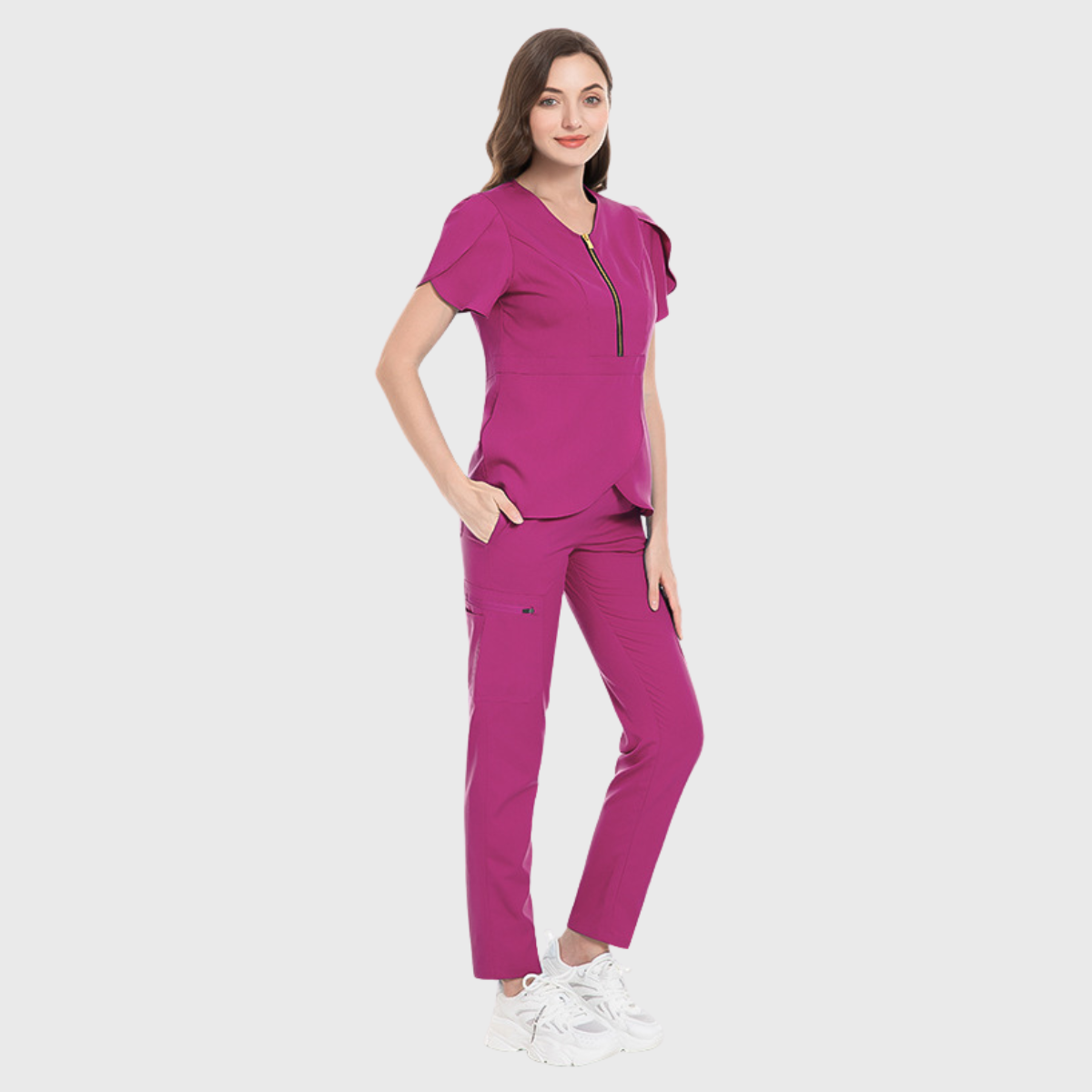 Clara Women's Scrub Set S4: Exquisite Top & Straight Leg Pants