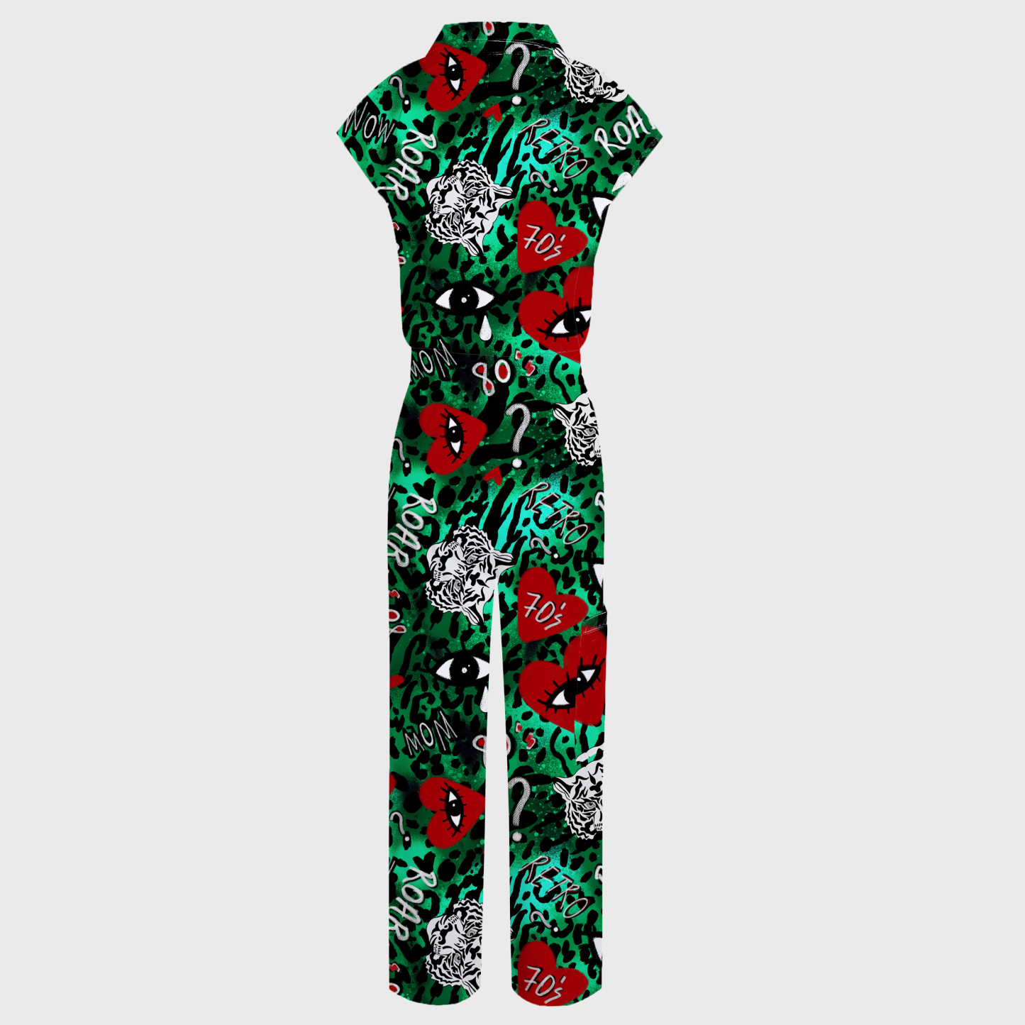 Women's Wide Leg Abstract Tiger Printed Jumpsuit