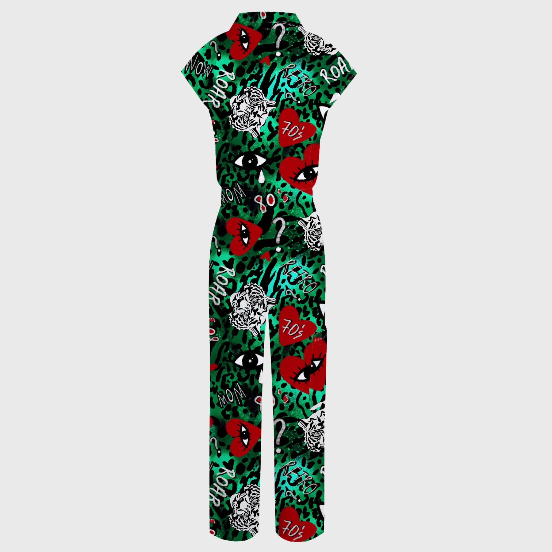 Women's Wide Leg Abstract Tiger Printed Jumpsuit