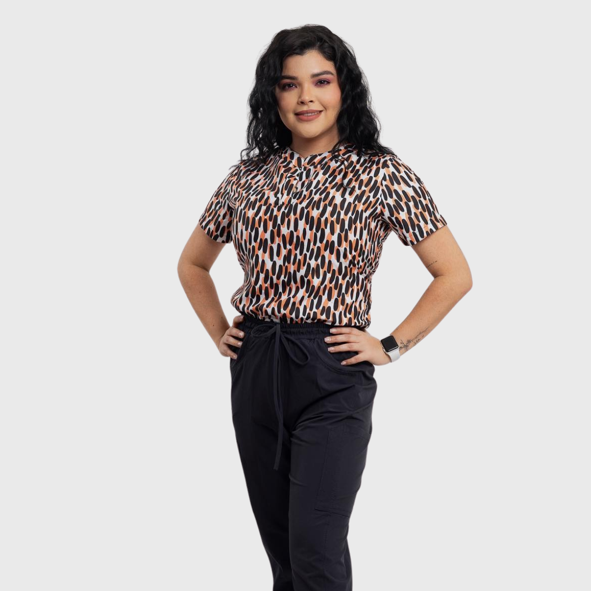 Women's Colorful Printed Scrub Top