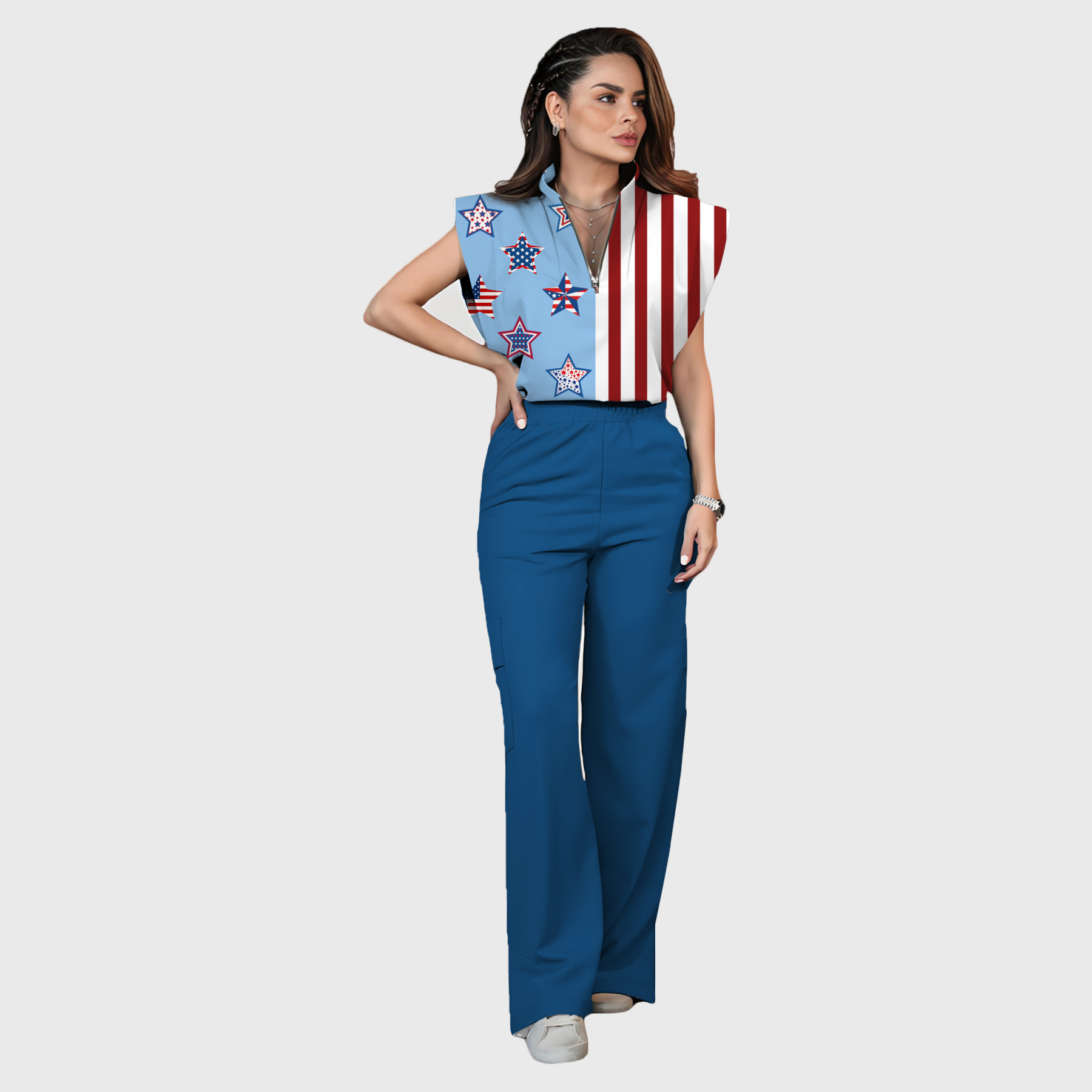 Women's Independence Day Graphics Scrub Set ST6246
