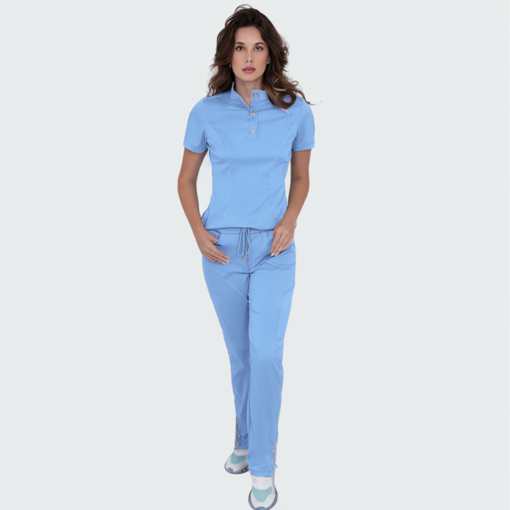 Women's Six Pockets Button Slit Hem Scrub Pant™