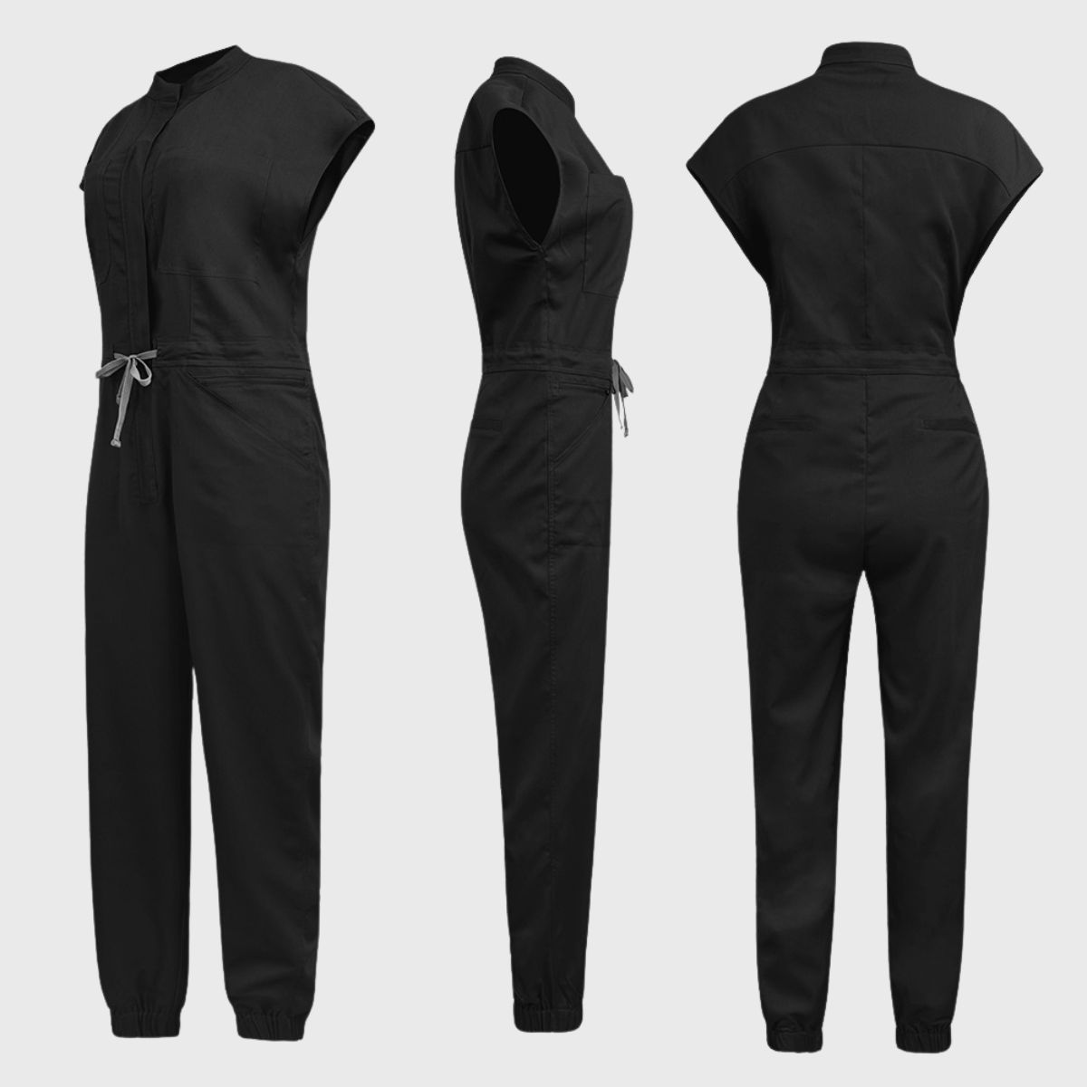 Women's Front Zip 8-Pocket Cargo Scrub Jumpsuit S2