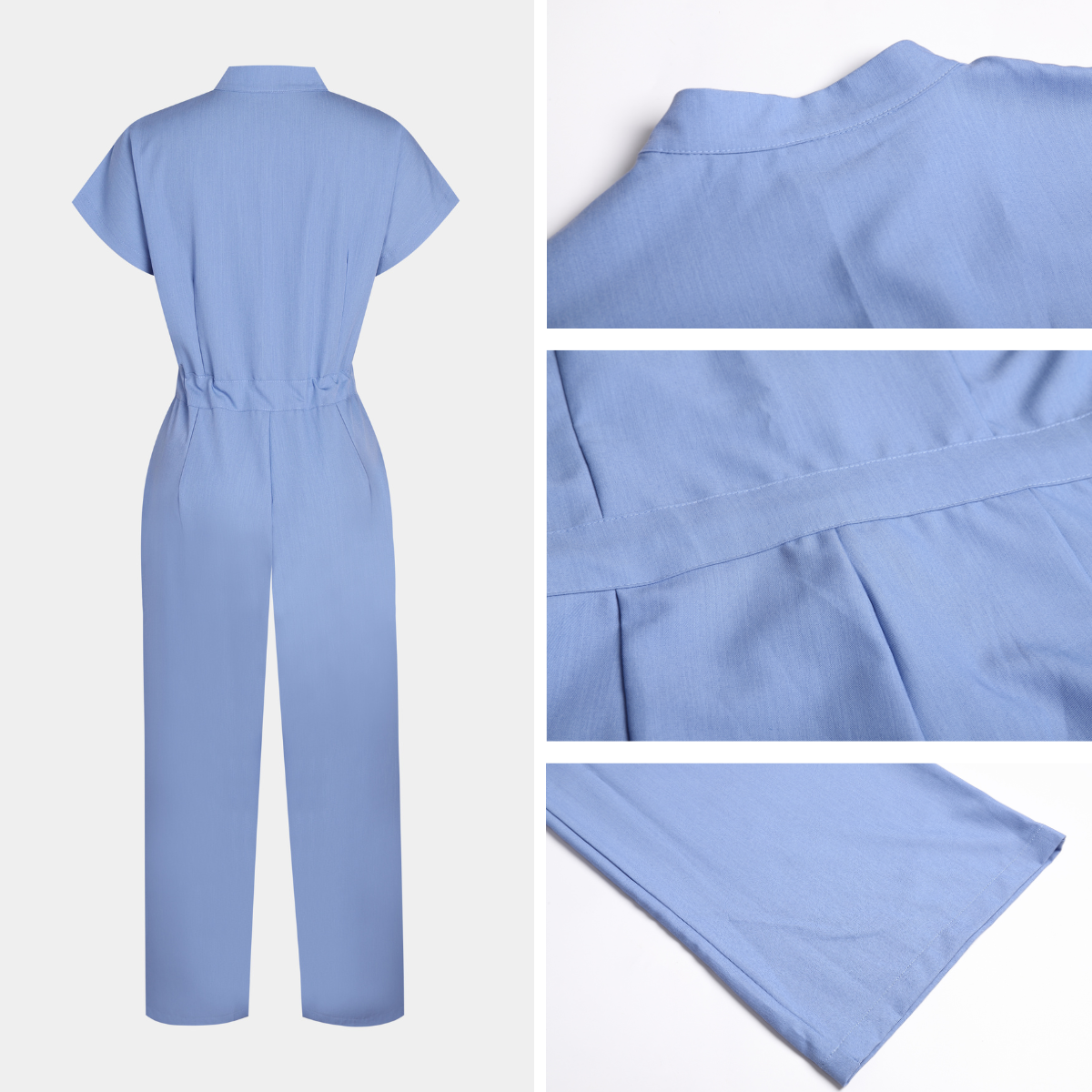 Women's 4 Pockets Drawstring Flared Scrub Jumpsuit Jog009