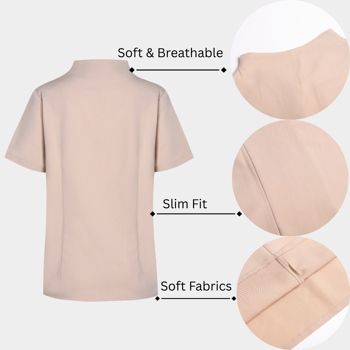 Women's Teardrop-Shaped Neckline Slim Fit Scrub Top