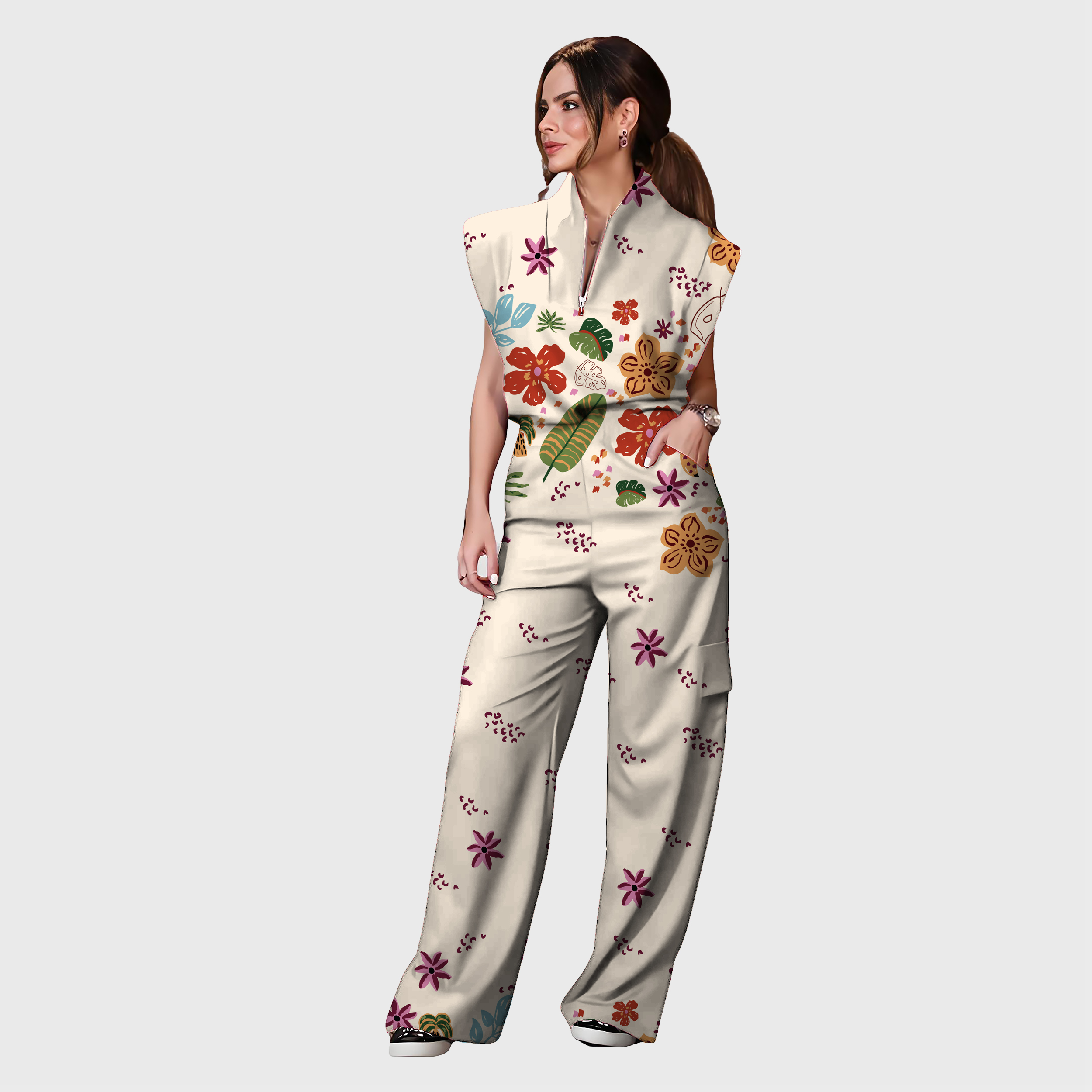 Women's Zip Collar Scrub Set CPWC1