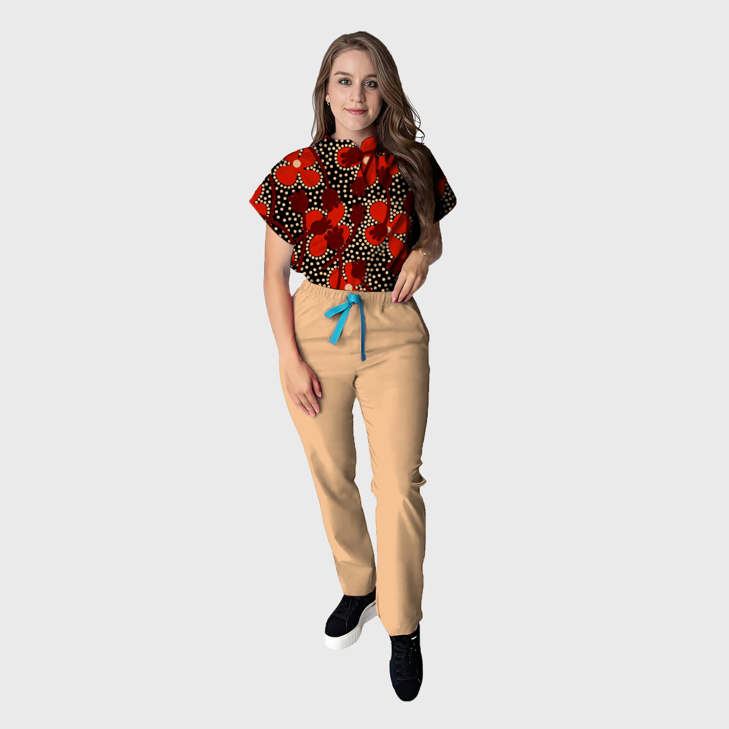 Women's Floral Printed Scrub Set CPJO2